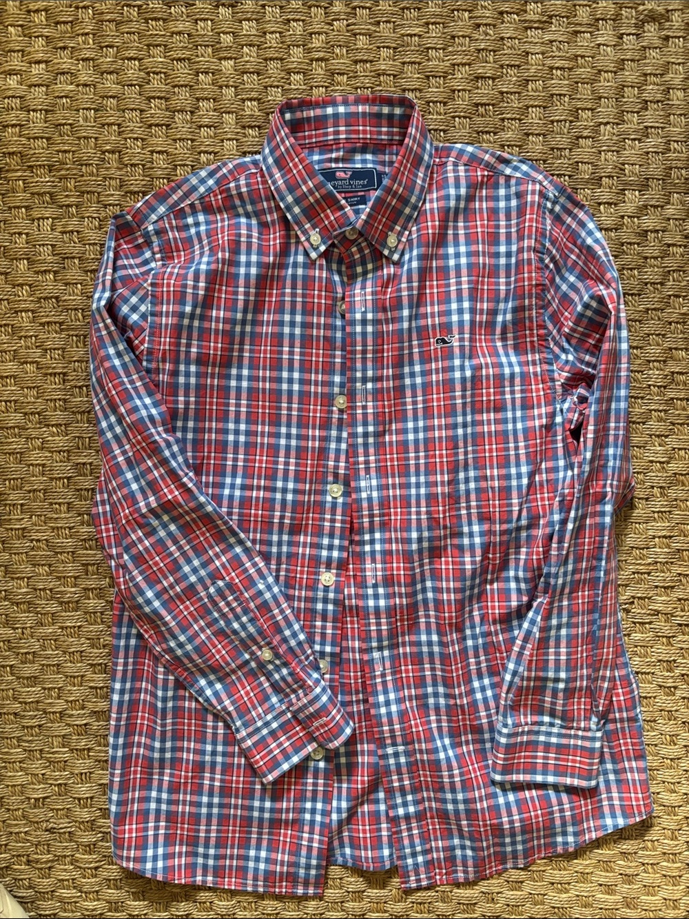 Vineyard Vines Red and Blue Plaid Button-Down Shirt